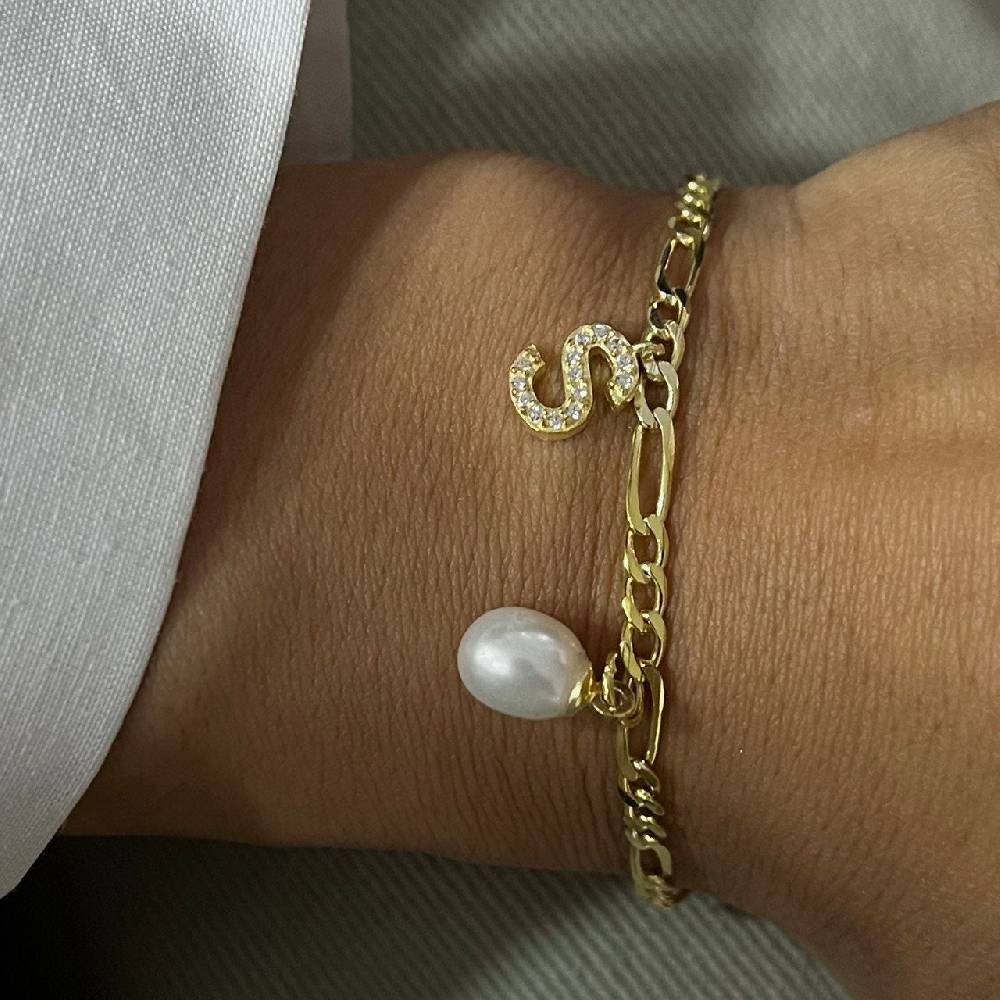 Kardelen Pearl Buchstaben Armkette - 925 SILBER Bis zu 65% Rabatt