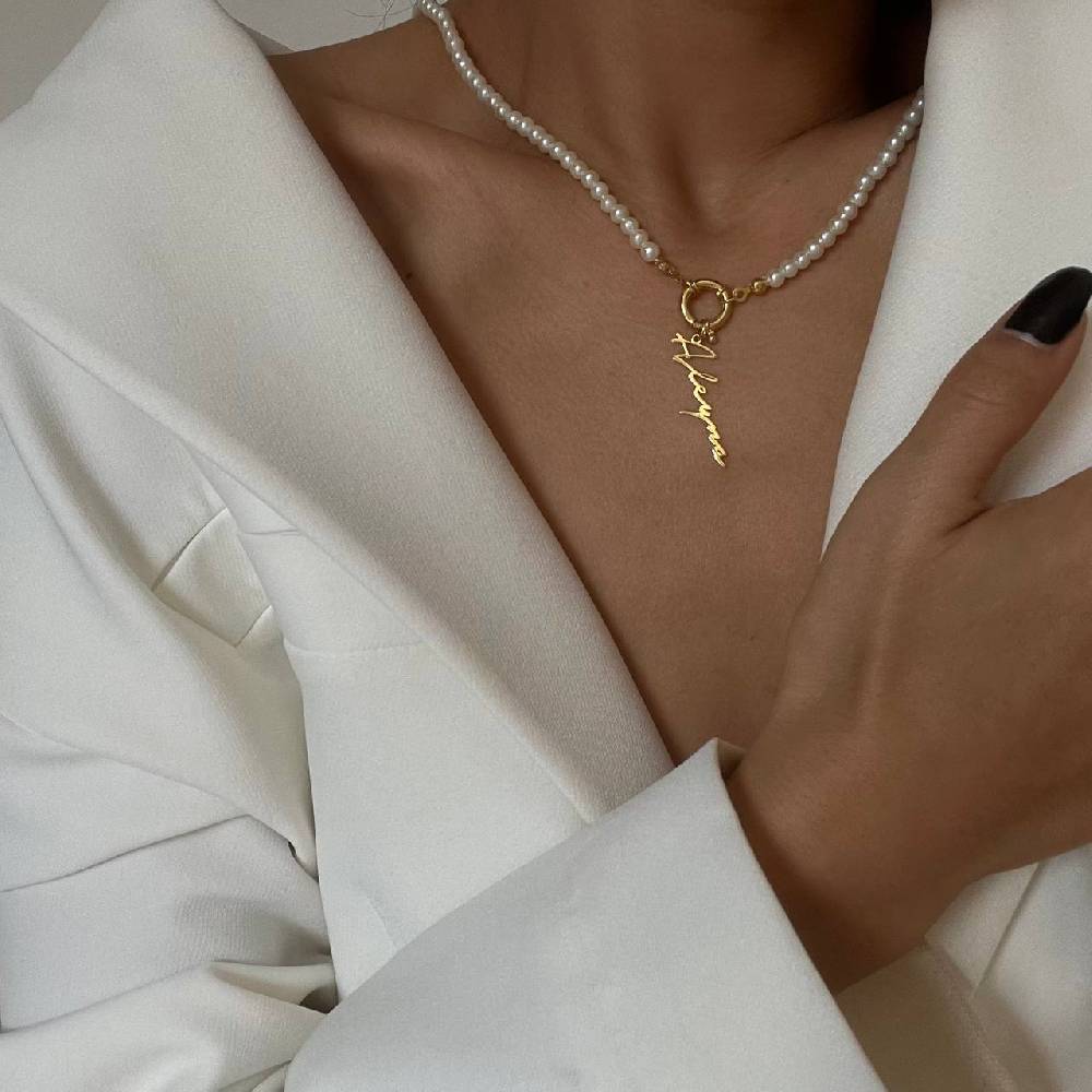 Kardelen Pearl Chain Signatur Namenskette - 925 SILBER Riesige Rabatte