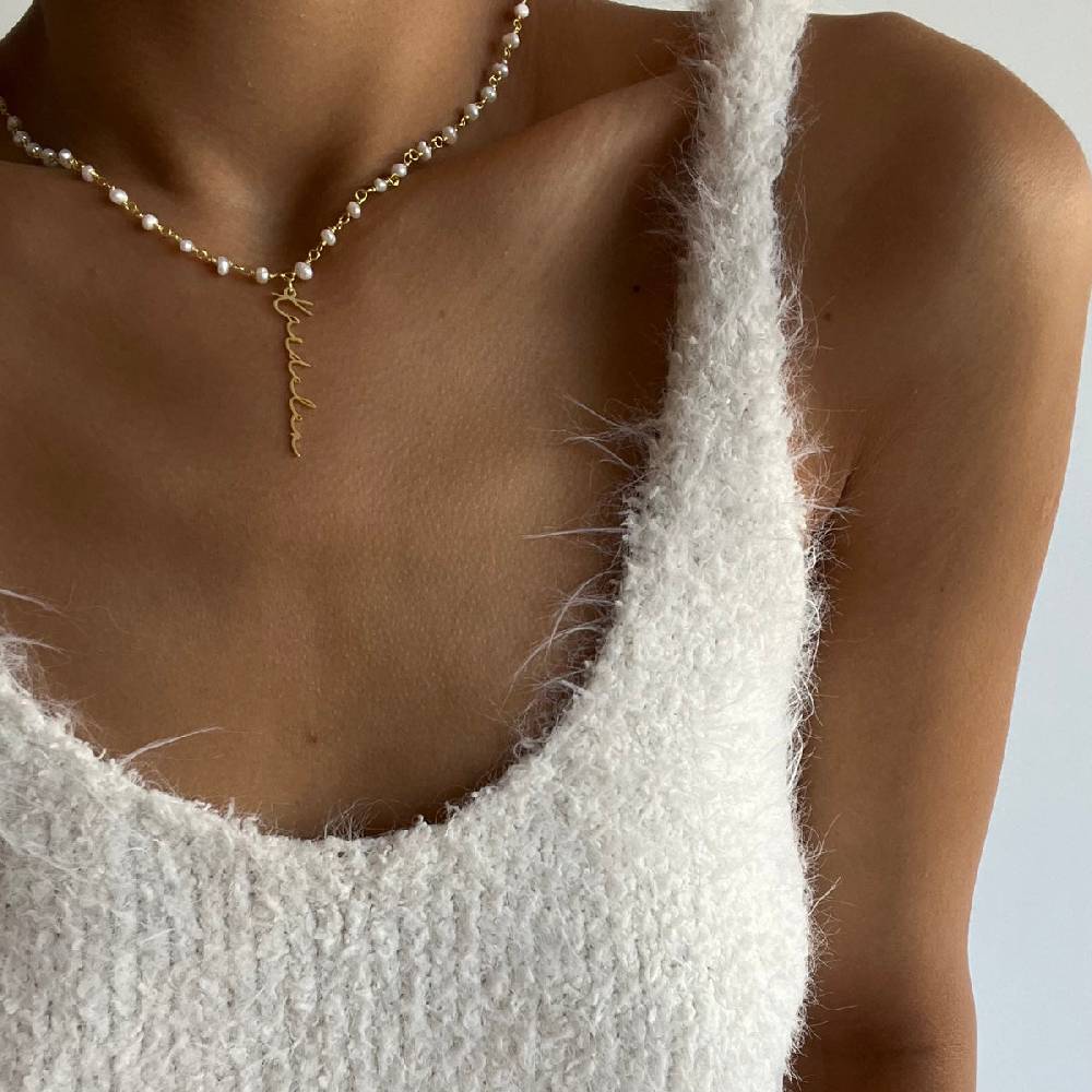 Kardelen Chain Design Pearl Halskette Basic Signature - 925 SILBER Fabrikladen