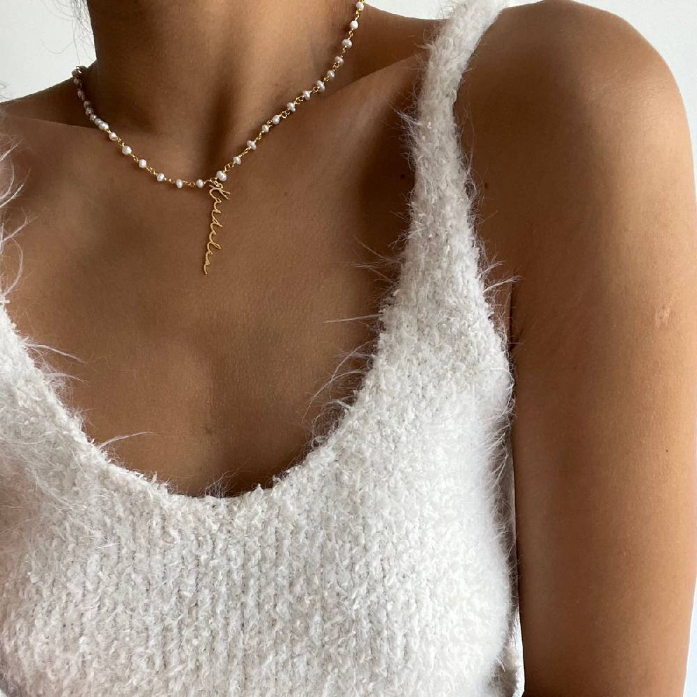 Kardelen Chain Design Pearl Halskette Basic Signature - 925 SILBER Fabrikladen