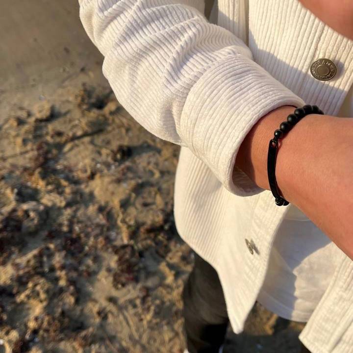 Kardelen ID-Partnerarmband mit Gravur - Pearl Black Outlet