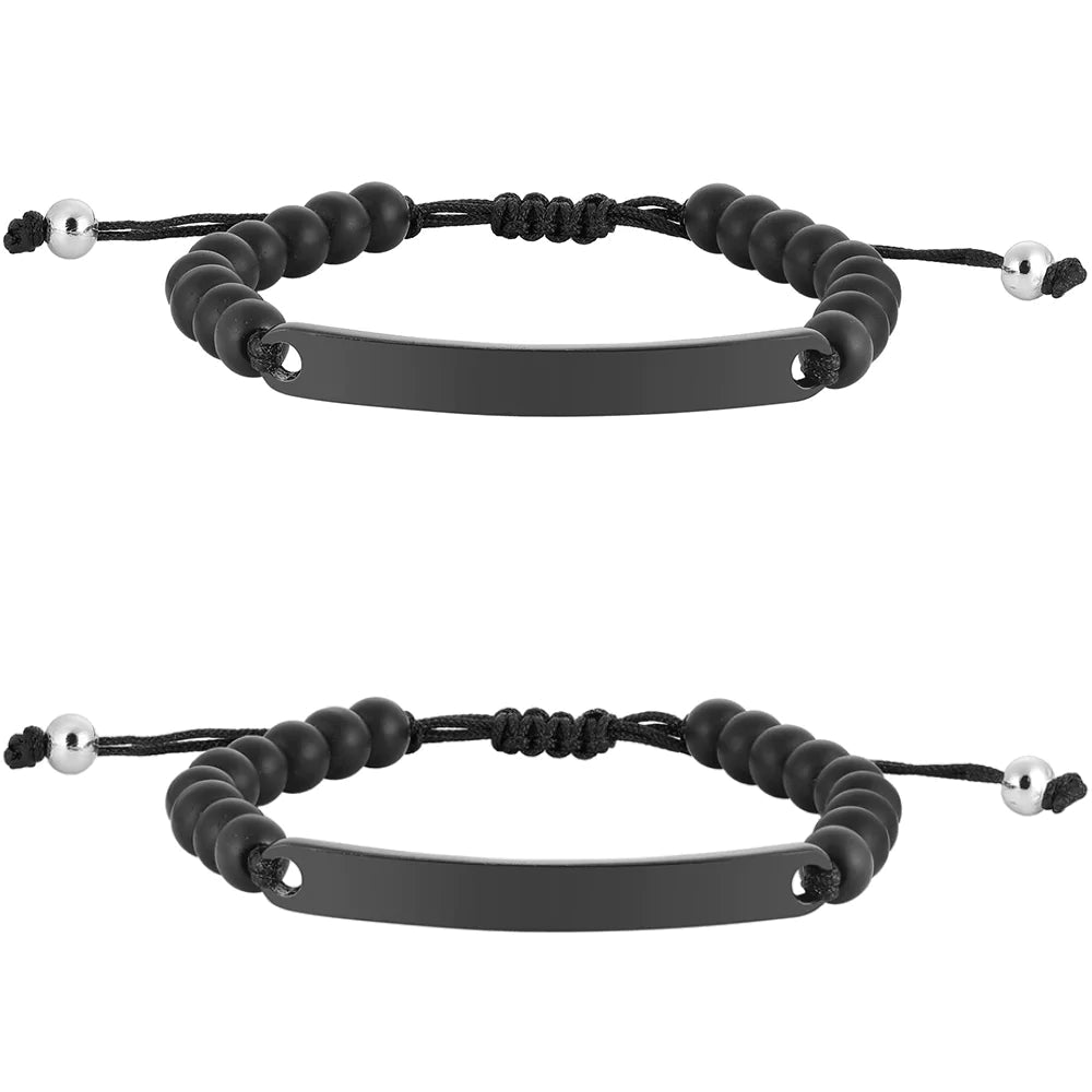 Kardelen ID-Partnerarmband mit Gravur - Pearl Black Outlet