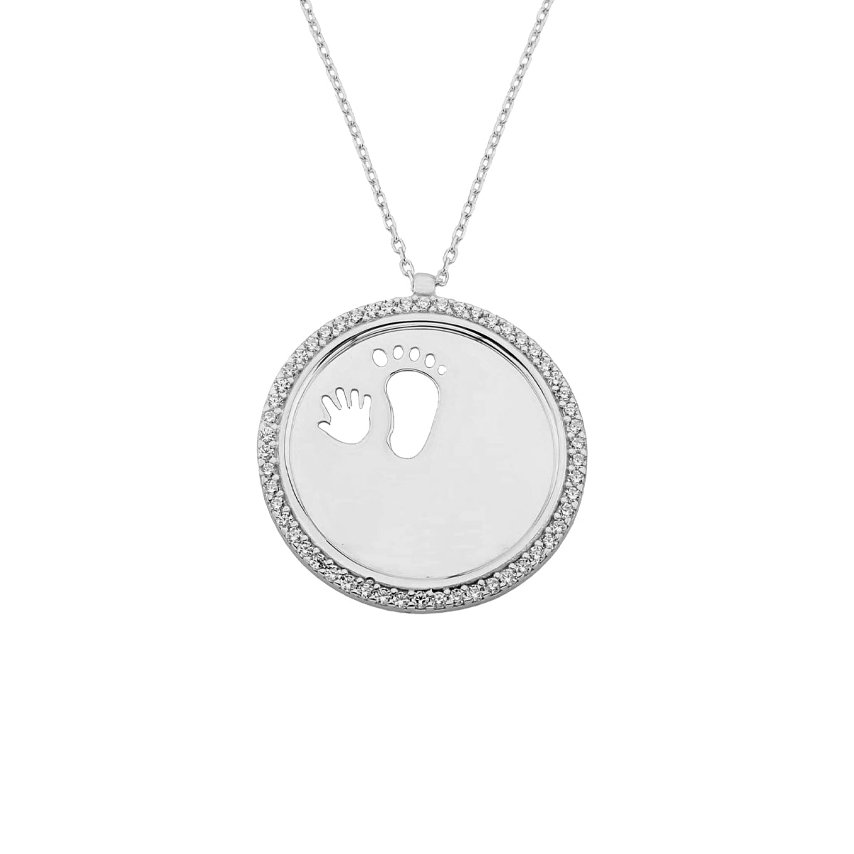 Kardelen Zirkonia Gravurkette Baby Handfuß - 925 SILBER Fabrikverkauf