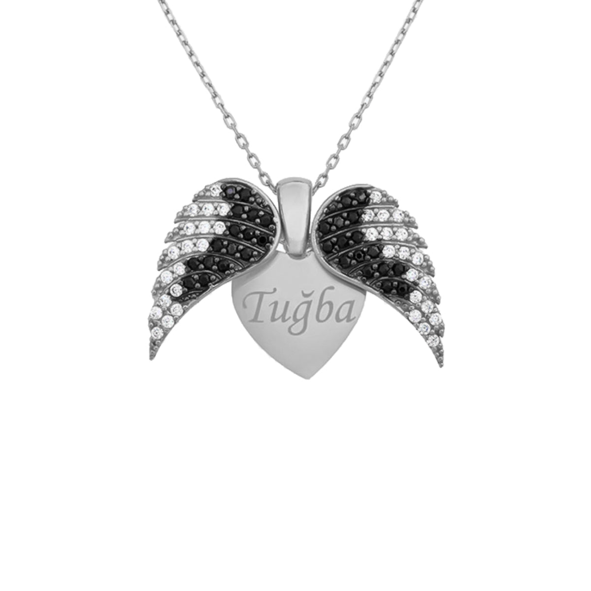 Kardelen Herz & Flügel Gravurkette - 925 SILBER Fabrik Onlineshop
