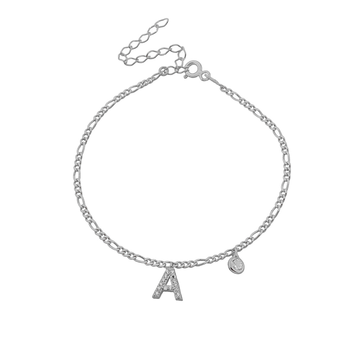 Kardelen Armkette Figaro Zirkonia mit Buchstabe - 925 SILBER Neueste Mode