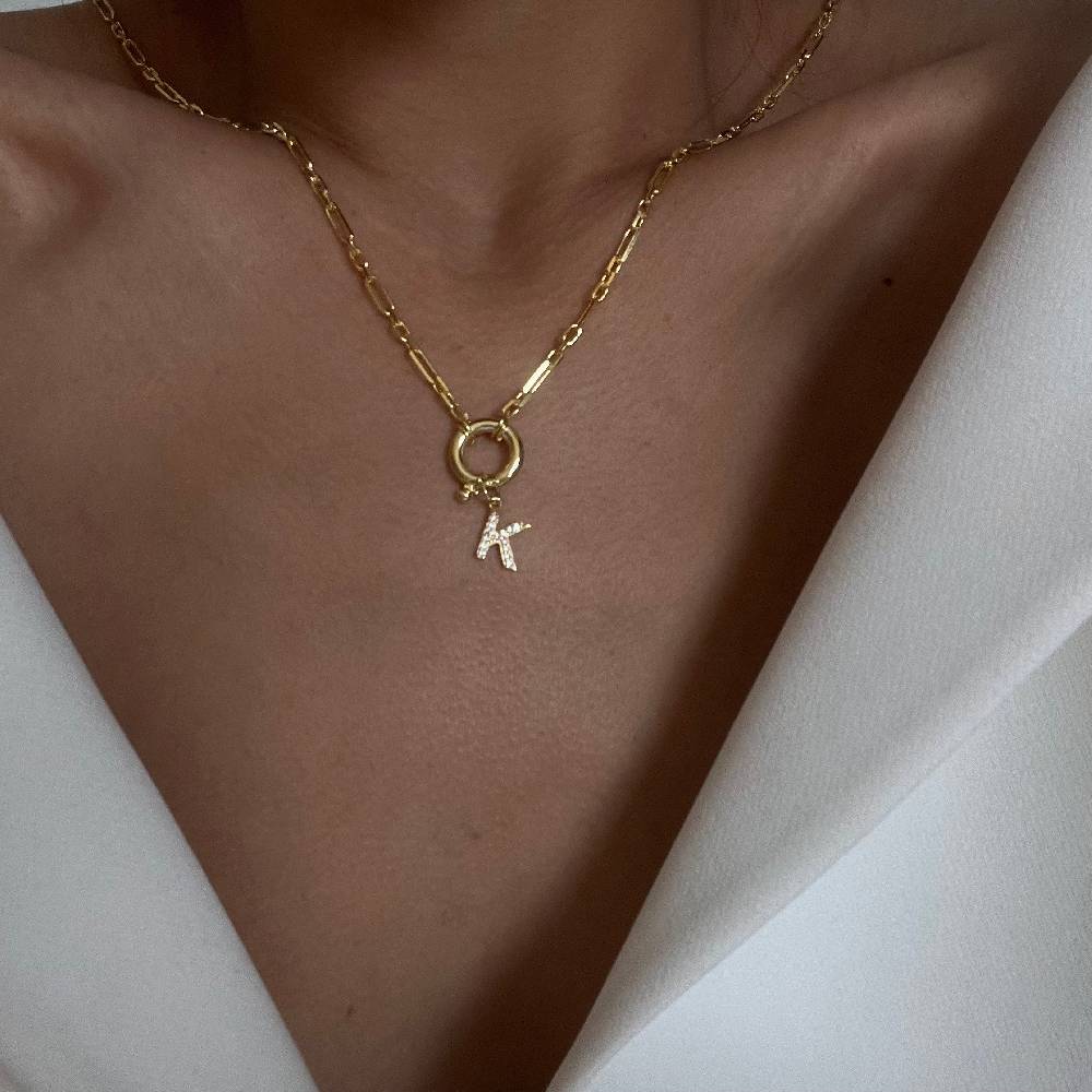 Kardelen Chain Zirkonia Buchstaben Halskette - 925 SILBER Sonderangebote