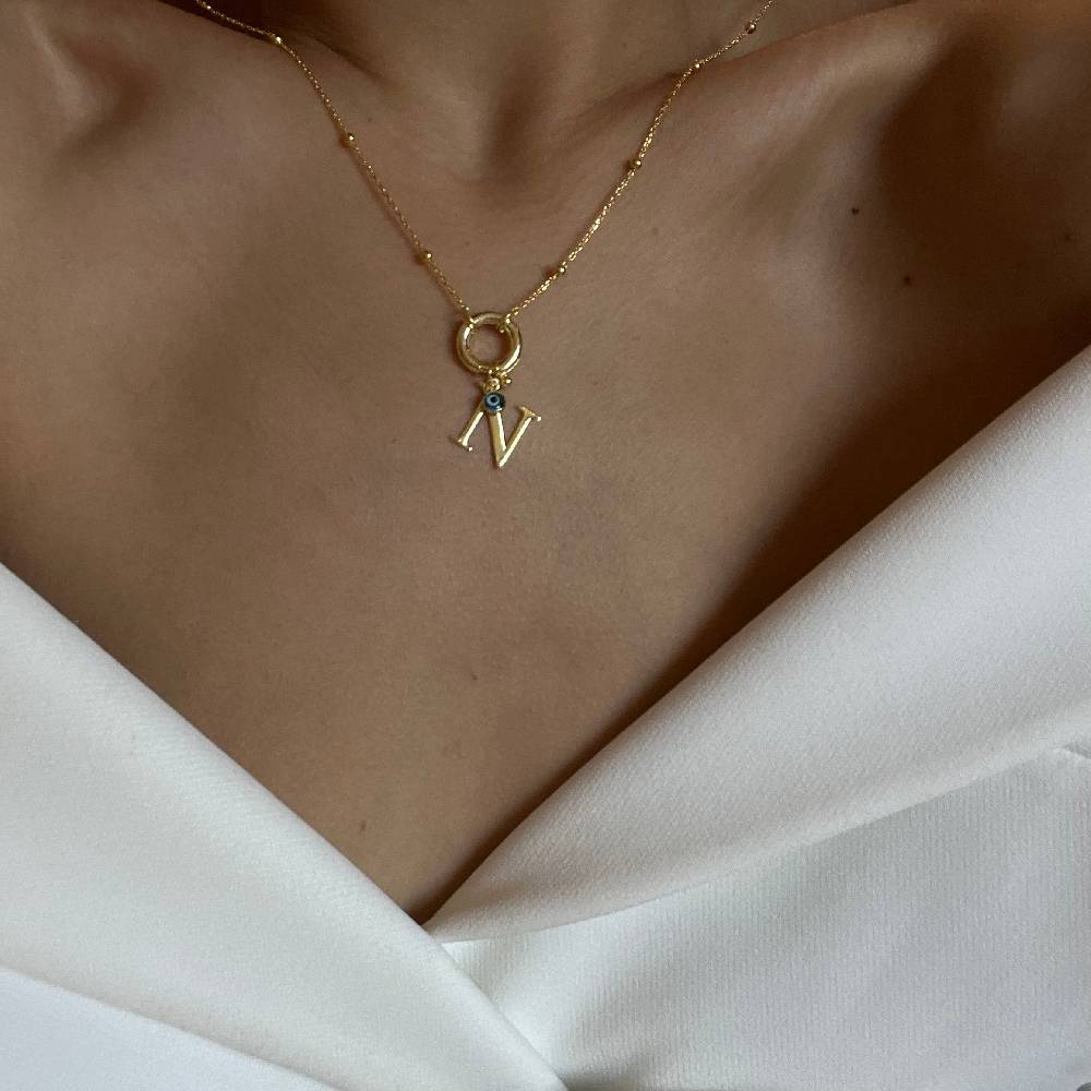 Kardelen Buchstaben Chain mit Nazar - 925 SILBER Bis zu 60% Rabatt