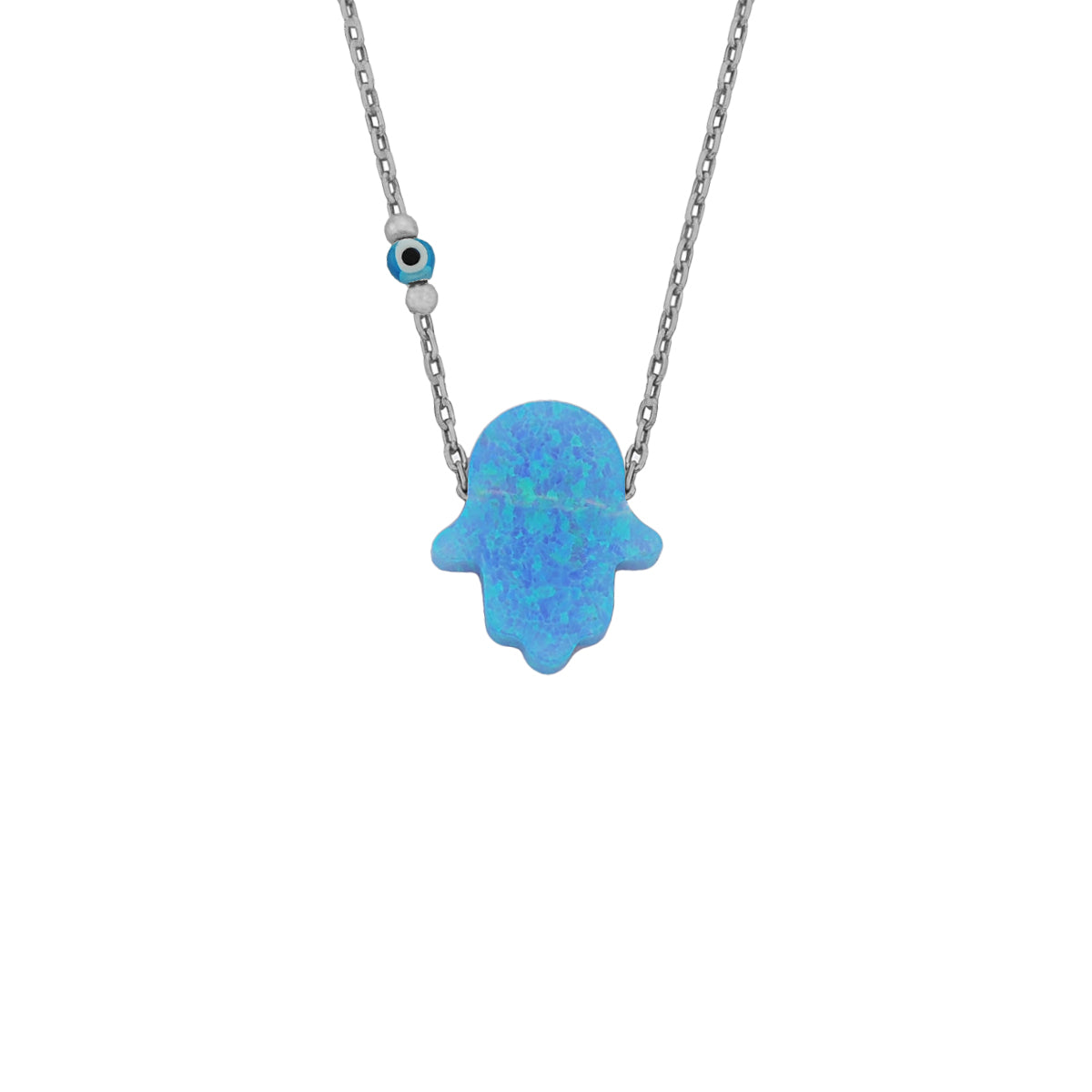 Kardelen Fatimas Hand Opal Kette mit Nazar - 925 SILBER Vierteljährliche Förderung