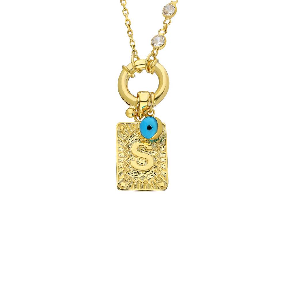 Kardelen Chain Design Iced Buchstabe mit Nazar - 925 SILBER Clearance-Verkauf