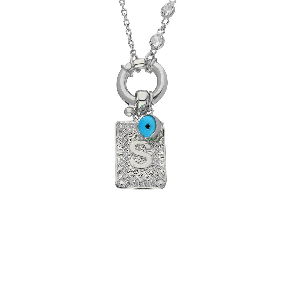 Kardelen Chain Design Iced Buchstabe mit Nazar - 925 SILBER Clearance-Verkauf