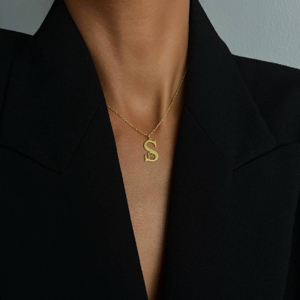 Kardelen Duo Initialen Necklace - 925 SILBER Rabatte dieses Monats