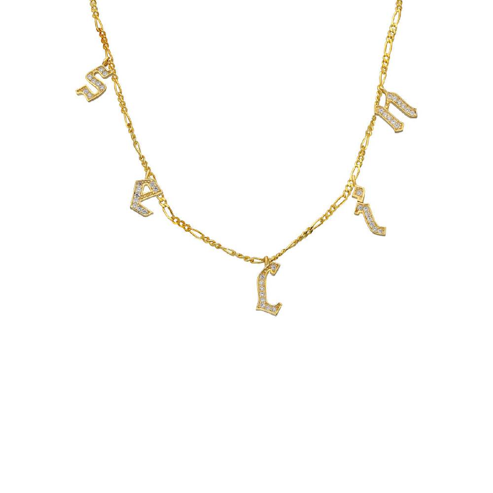 Kardelen Chocker Namenskette mit Zirkonia Gothic - 925 SILBER 2025