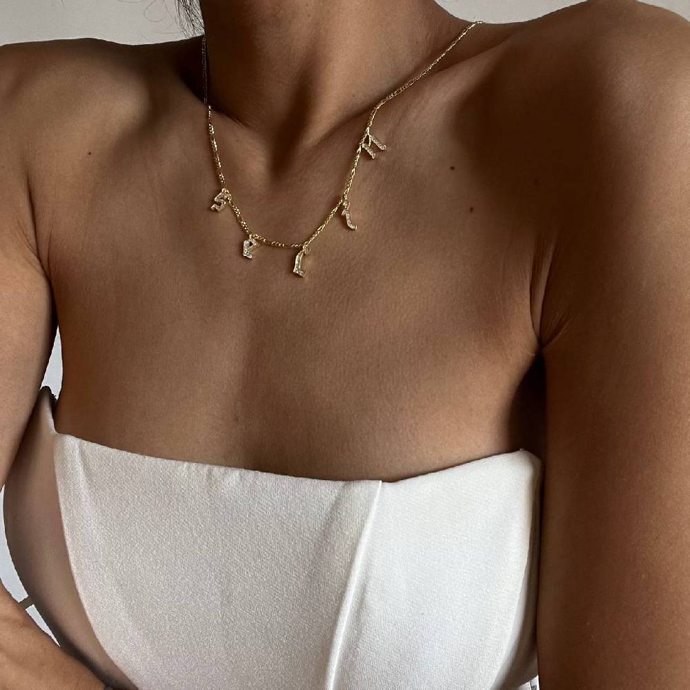 Kardelen Chocker Namenskette mit Zirkonia Gothic - 925 SILBER 2025