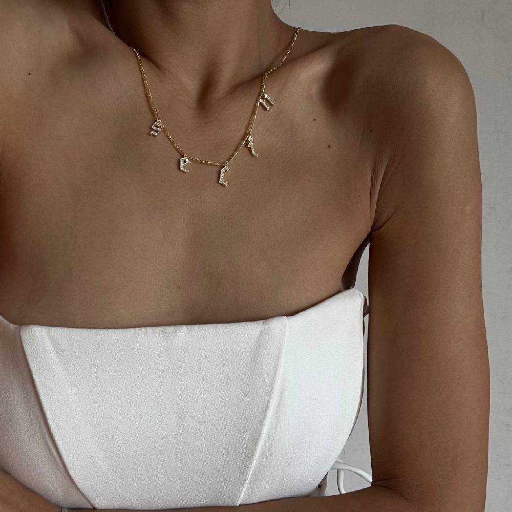 Kardelen Chocker Namenskette mit Zirkonia Gothic - 925 SILBER 2025