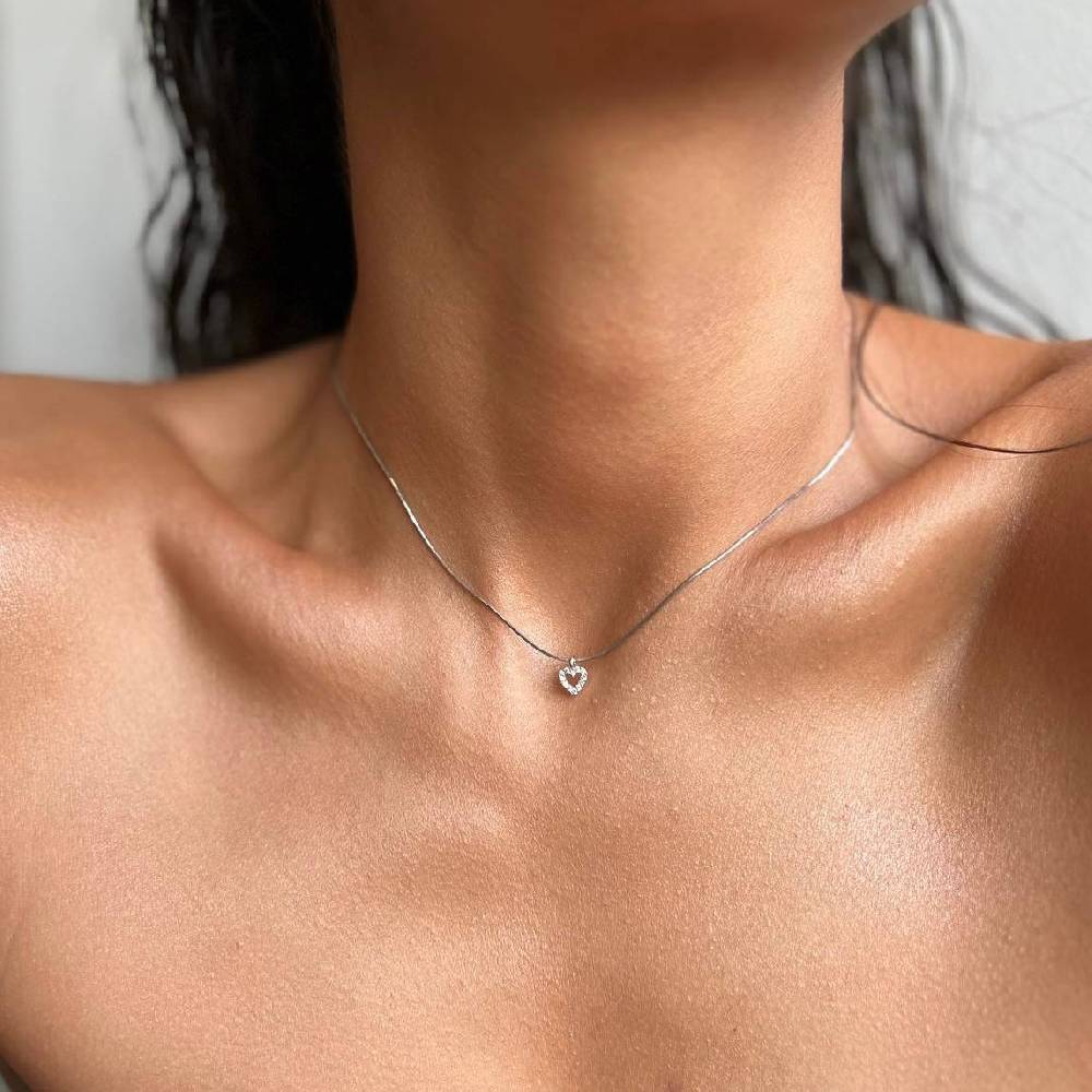 Kardelen MINI ZIRKONIA HERZ HALSKETTE - 925 SILBER Outlet