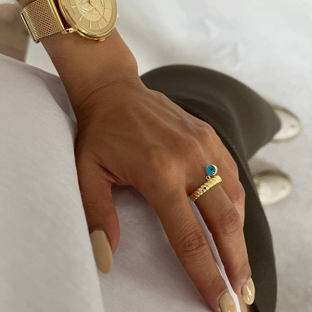 Kardelen Burma Nazar Ring - 925 SILBER Fabrikpreis