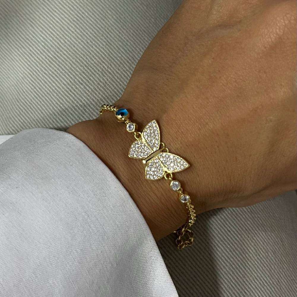 Kardelen Butterfly Nazar Armkette - 925 SILBER Günstig kaufen