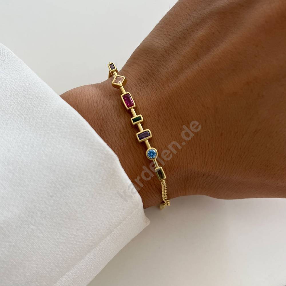 Kardelen Colorfull Stein Armkette - 925 SILBER Versandkostenfrei