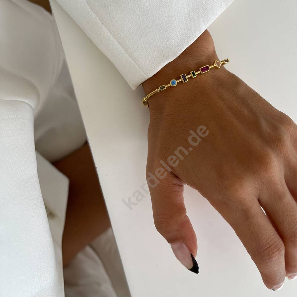 Kardelen Colorfull Stein Armkette - 925 SILBER Versandkostenfrei