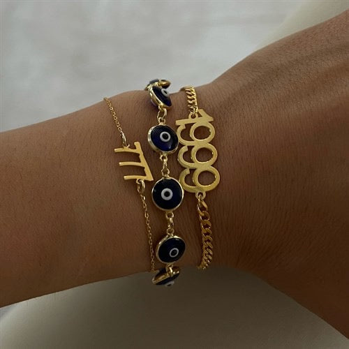 Kardelen Grande Blue Nazar Armkette - 925 SILBER Online Shopping