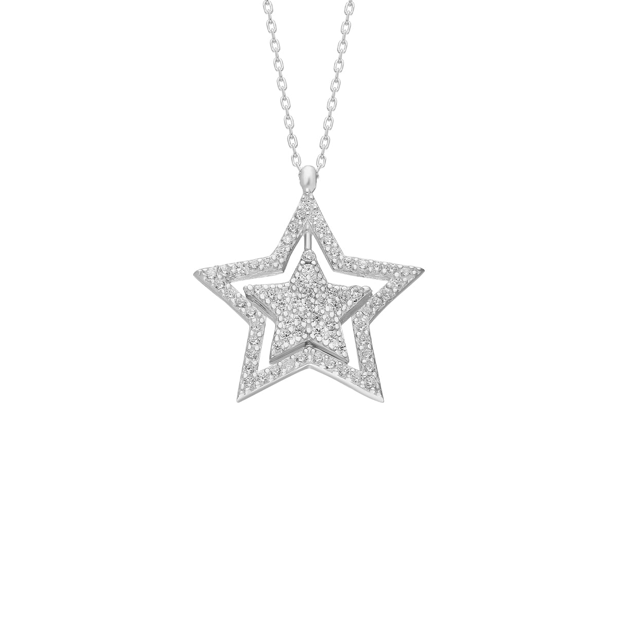 Kardelen Glänzend Star Halskette - 925 SILBER Jubiläumsangebot