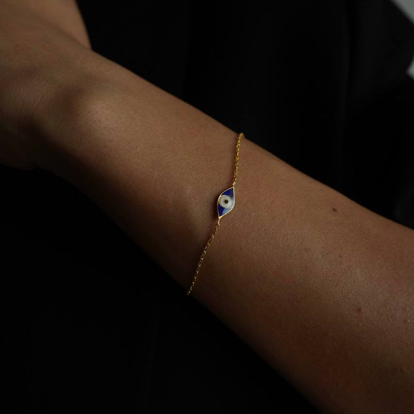 Kardelen BLAUE MINI EYE ARMKETTE - 925 SILBER Neueste Mode