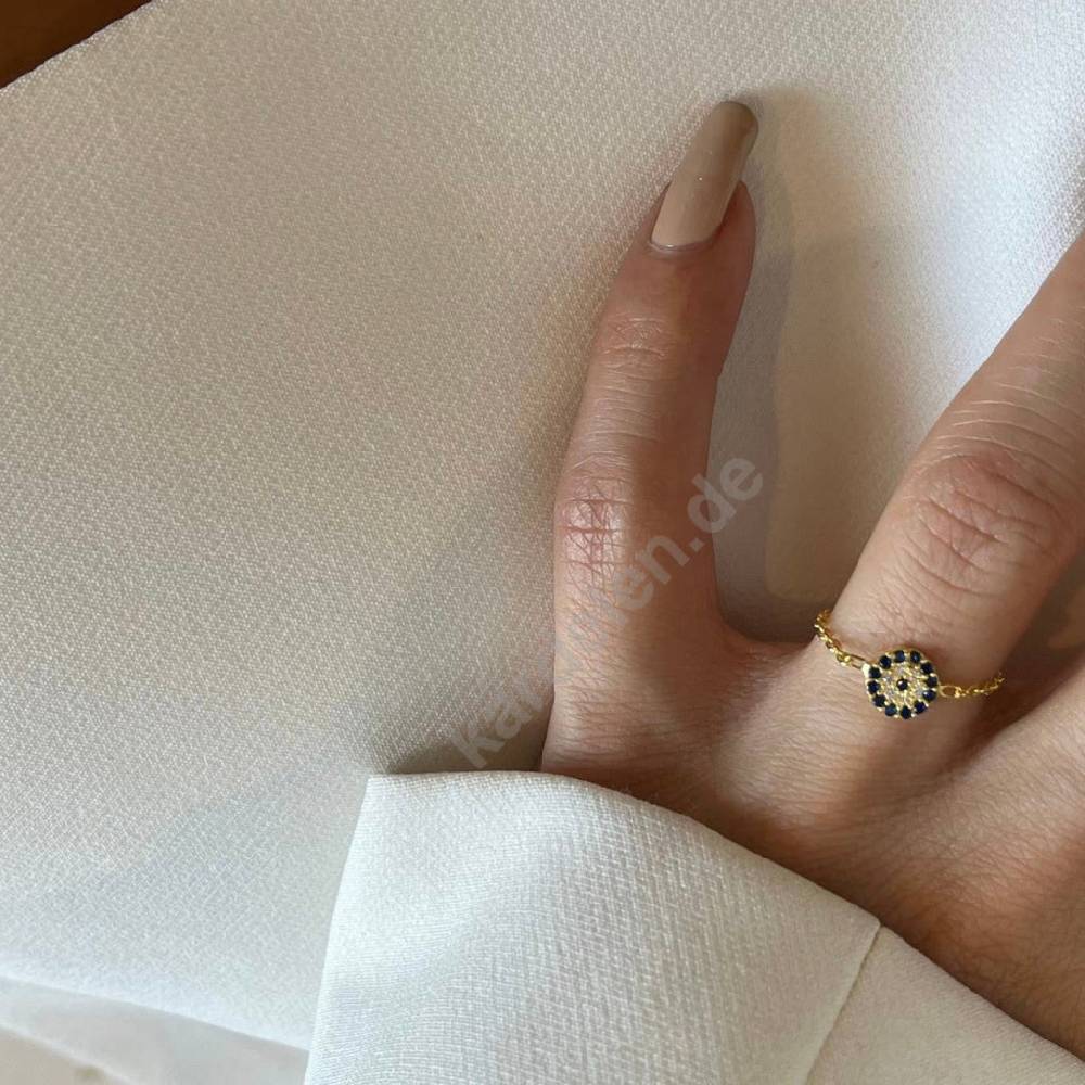 Kardelen NAZAR CHAIN RING - 925 SILBER Kostenlose Rückgabe