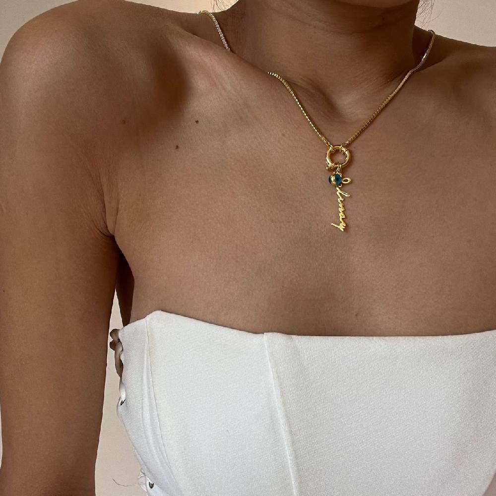 Kardelen Chain Strass Signatur Halskette mit Nazar - 925 SILBER Begrenzt auf 3 Tage