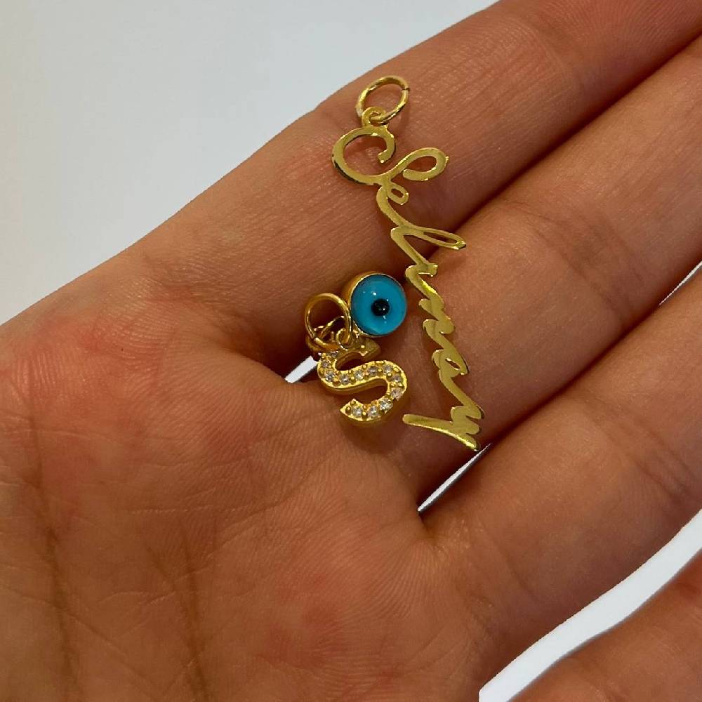 Kardelen Chain Strass Signatur Halskette mit Nazar - 925 SILBER Begrenzt auf 3 Tage