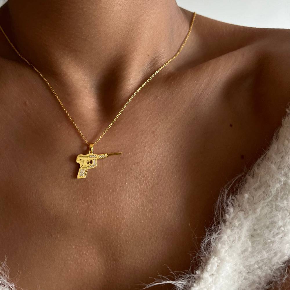 Kardelen Pistole Kette mit Zirkonia - 925 SILBER Limitierter Zeitrabatt
