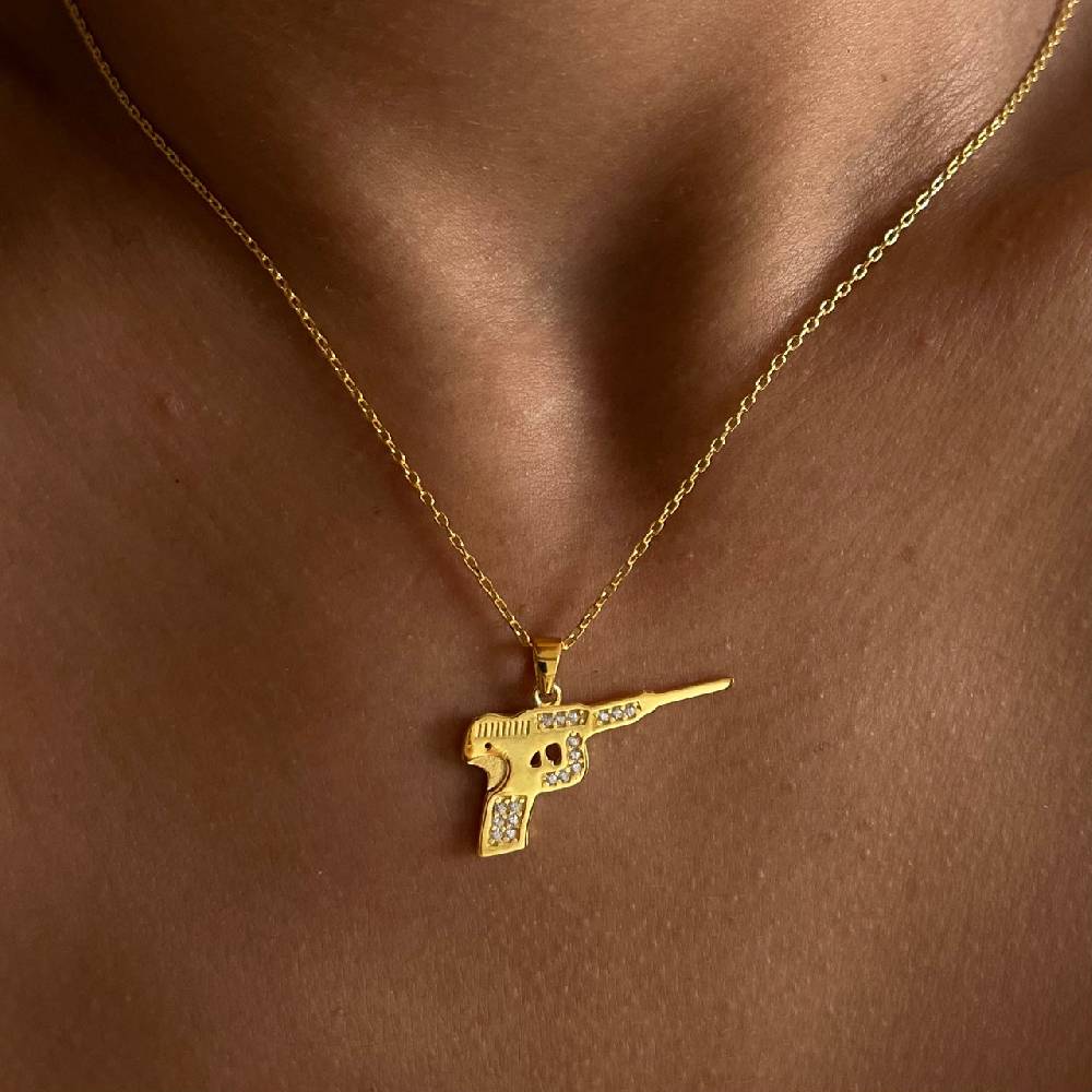 Kardelen Pistole Kette mit Zirkonia - 925 SILBER Limitierter Zeitrabatt