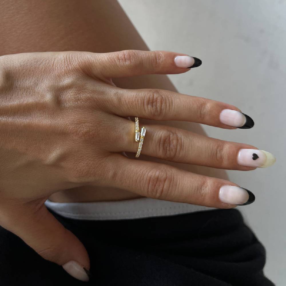 Kardelen Double Baguette Ring - 925 SILBER Rabatt