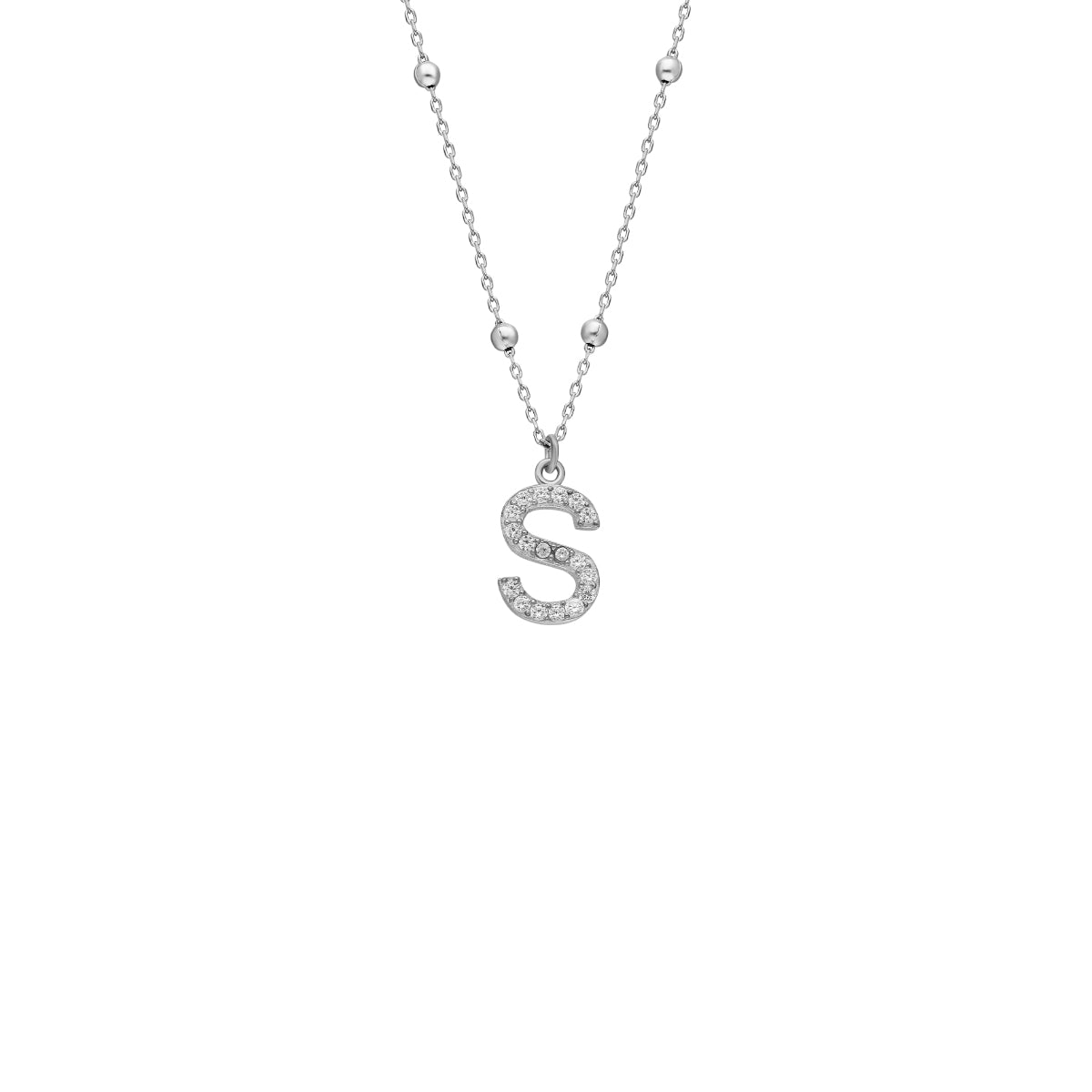 Kardelen Zirkonia Vintage Letter Necklace - 925 SILBER Online Shopping