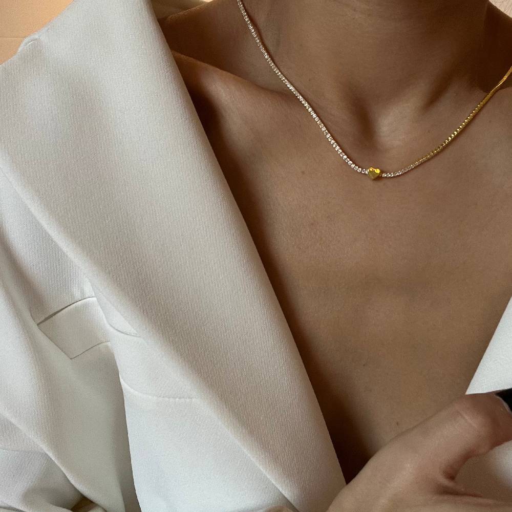 Kardelen Chain Strass herzkette - 925 SILBER Vatertagsangebot