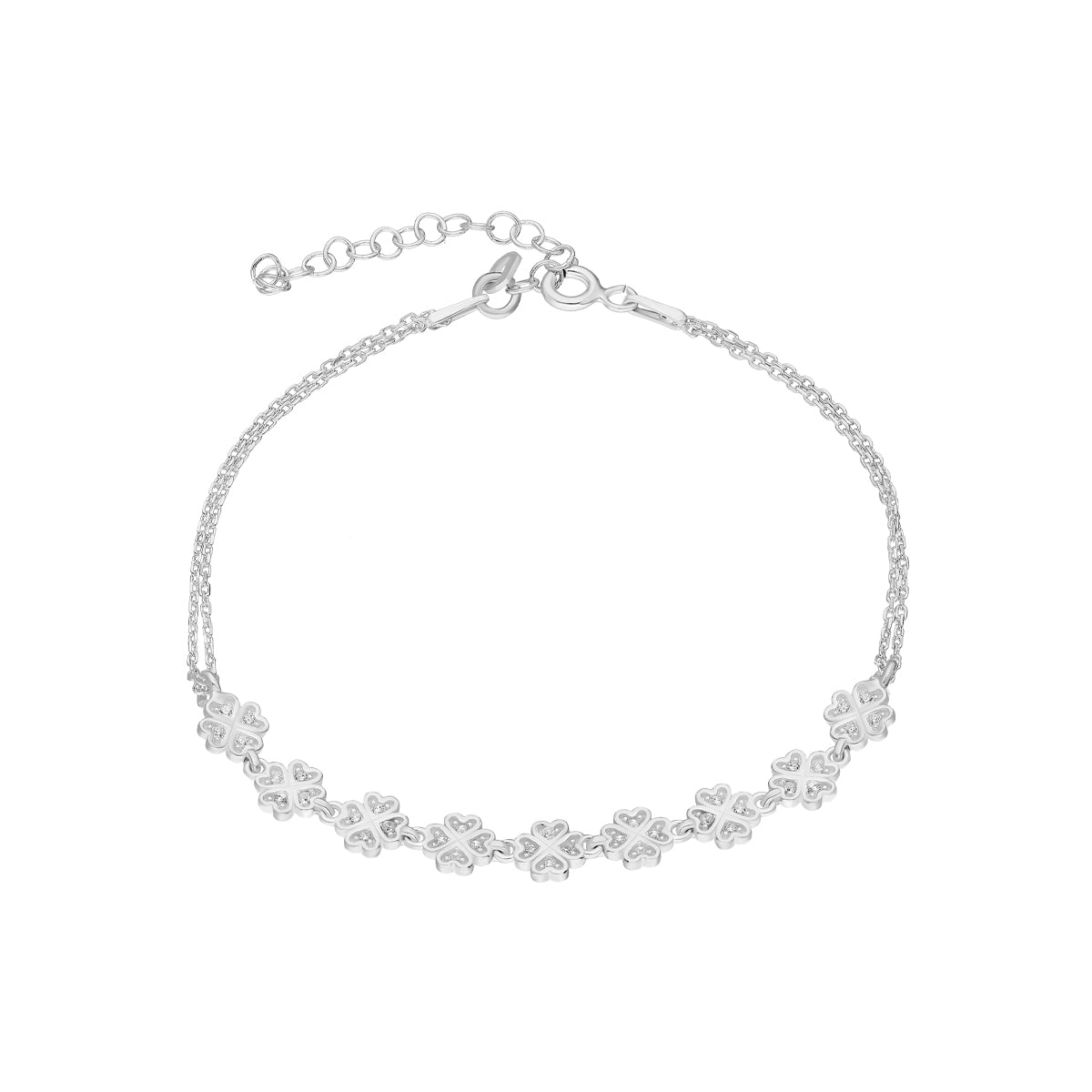 Kardelen Kleeblatt Armkette mit Zirkonia - 925 SILBER Jubiläumsangebot