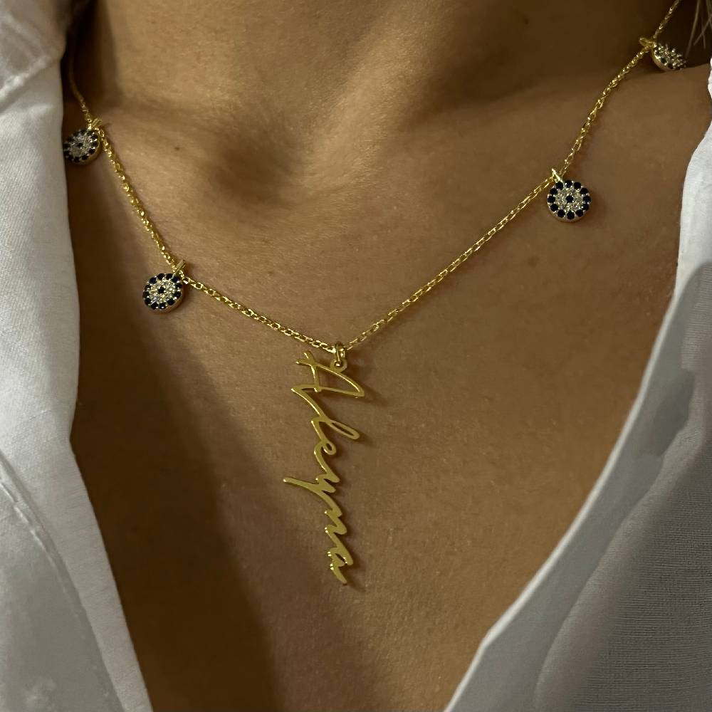 Kardelen Nazar x Signatur Kette - 925 SILBER Heißer Verkauf