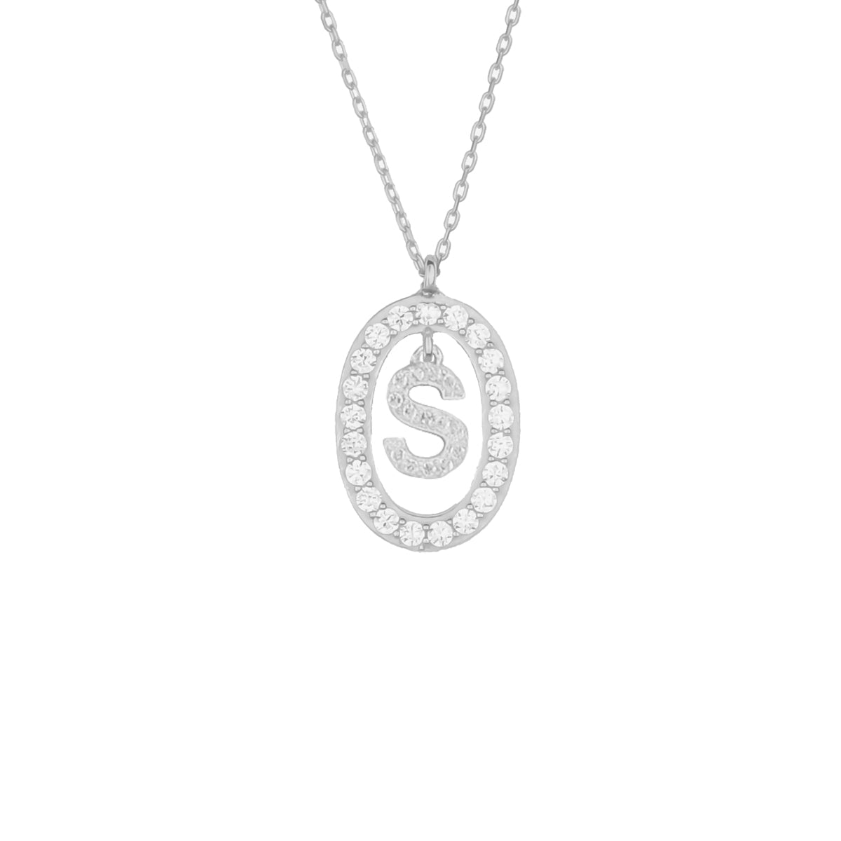 Kardelen Oval Zirkonia Buchstaben Kette - 925 SILBER VIP-Rabatte