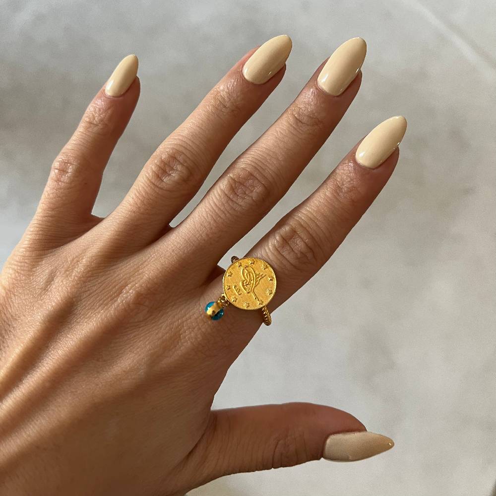 Kardelen Ceyrek Ring mit Nazar - 925 SILBER Bis zu 50% Rabatt