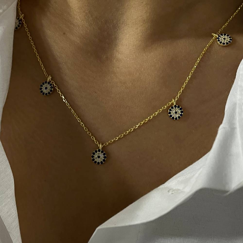Kardelen Nazar Chocker 5er Kette - 925 SILBER Vierteljährliche Förderung