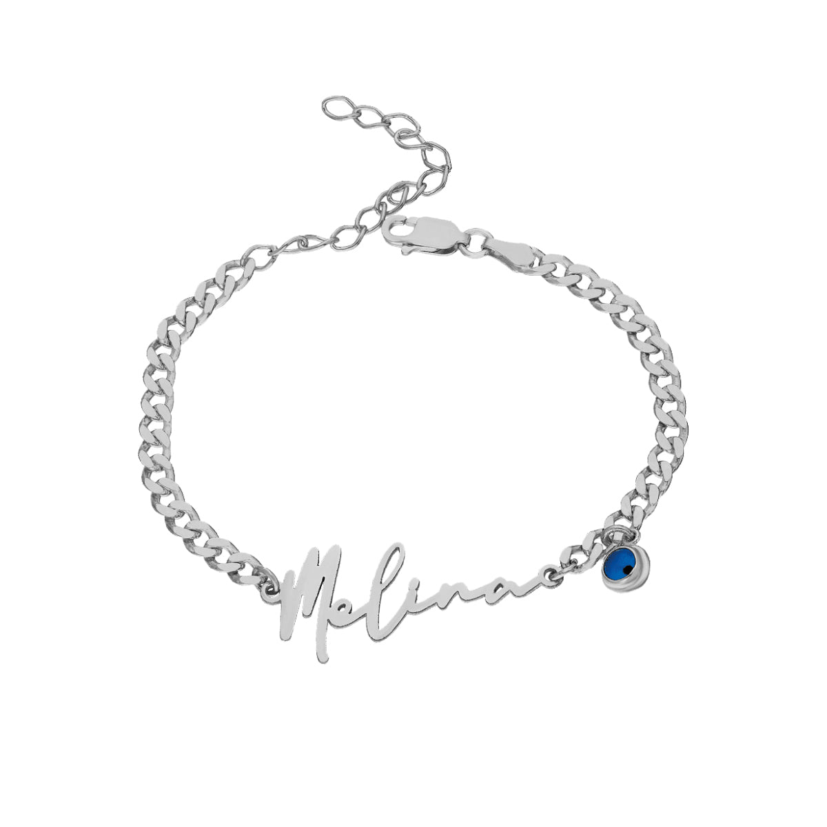 Kardelen Desaster Cuban Namensarmkette mit Nazar - 925 SILBER zollfrei