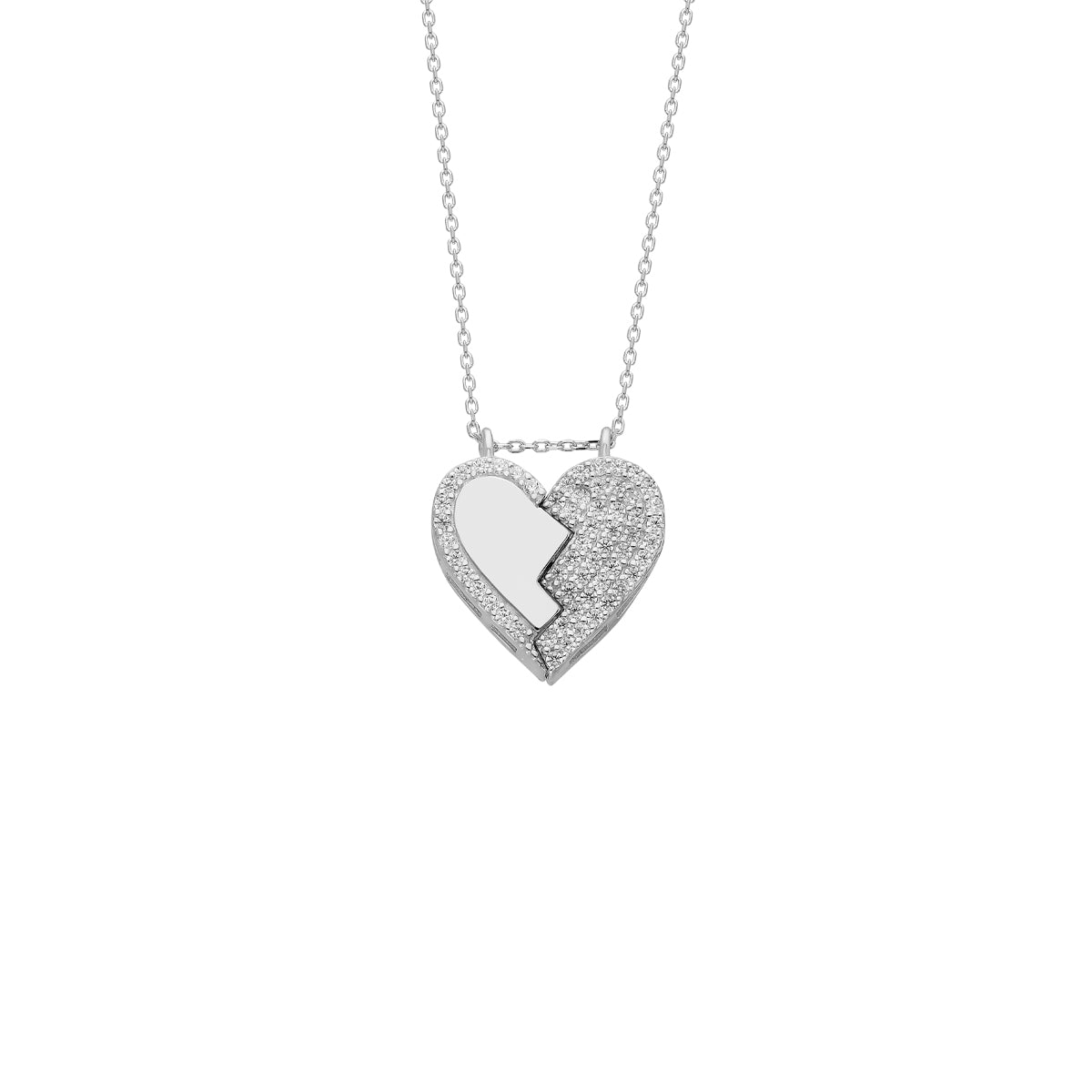 Kardelen Magnet Herz Halskette mit Zirkonia - 925 SILBER Exklusive Angebote