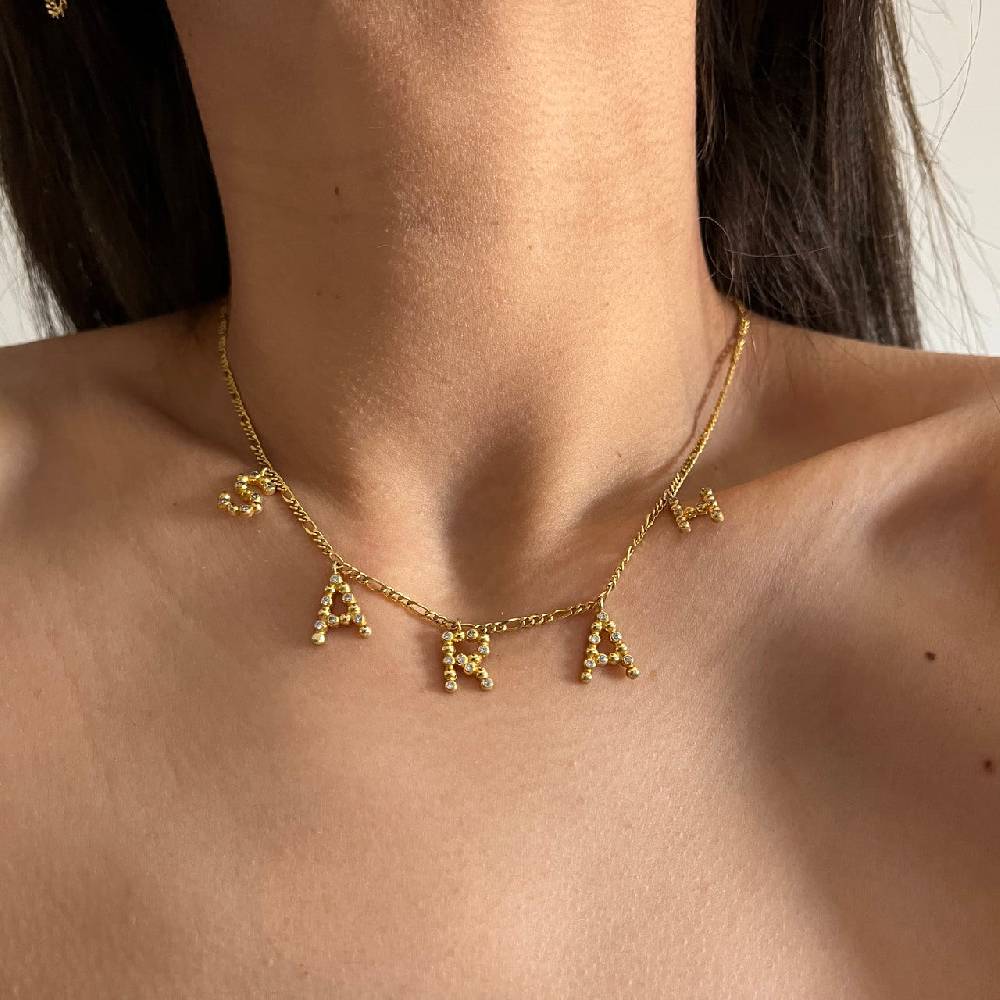 Kardelen Chocker Ball Zirkonia Namenskette - 925 SILBER Riesige Ersparnisse