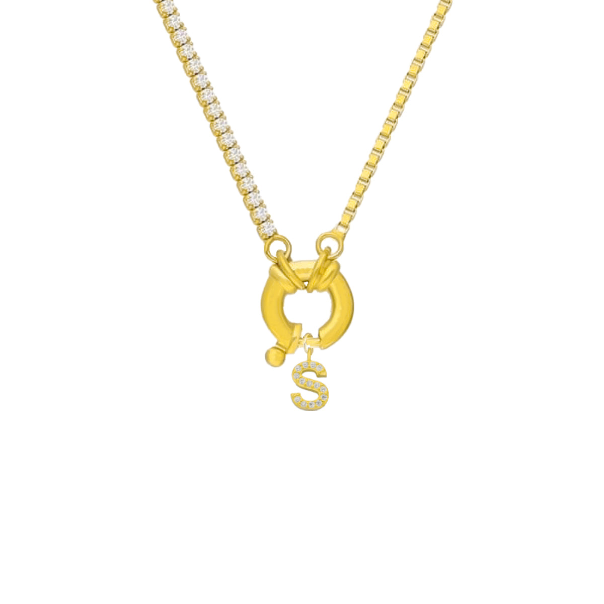 Kardelen Chain Design Iced-Buchstabe - 925 SILBER Begrenzte Freigabe