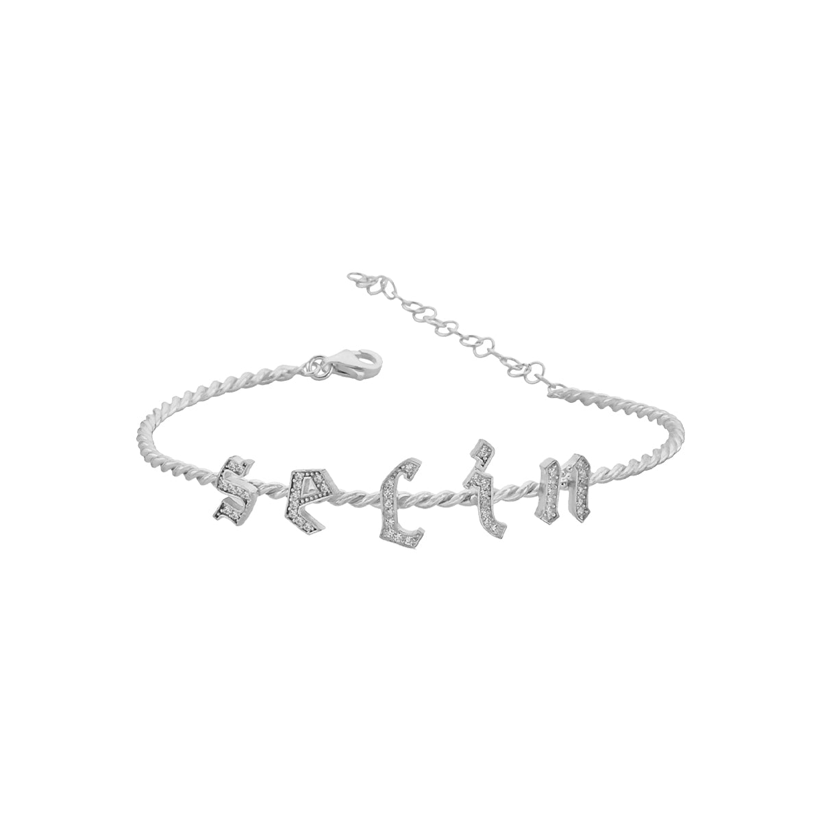 Kardelen Burma Armband mit Zirkonia Buchstaben Gothic - 925 SILBER Letzter Tag