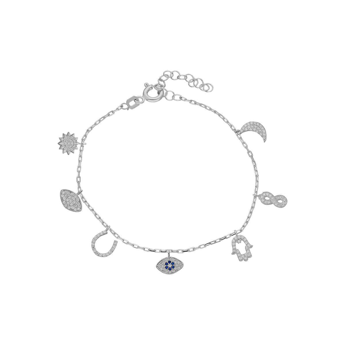 Kardelen Nazar Armband mit Sieben Charm - 925 SILBER Zeitbegrenzte Promotion