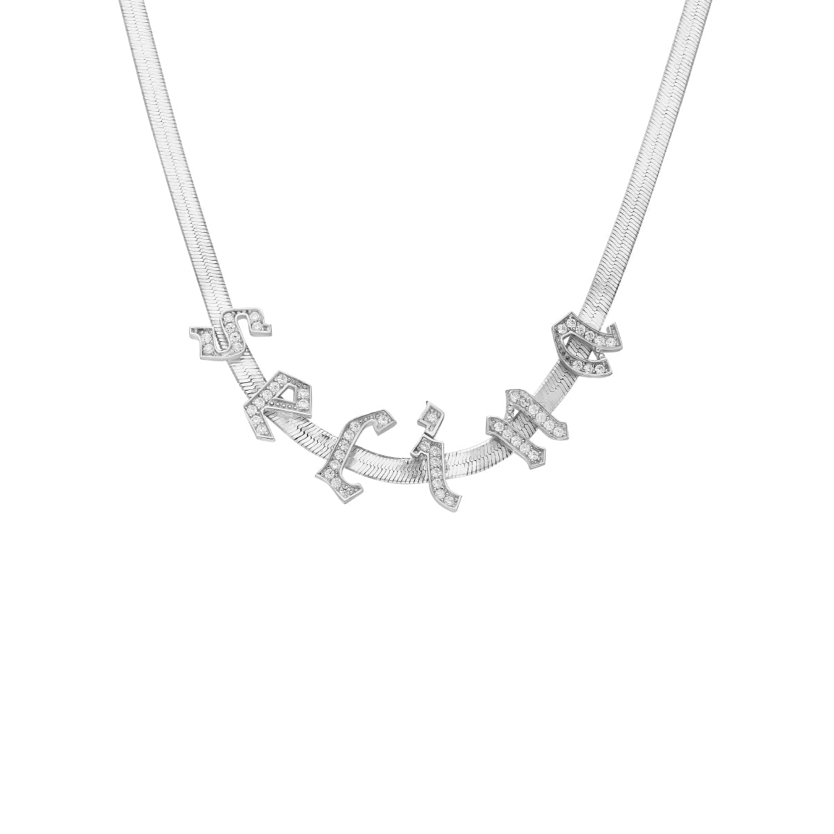 Kardelen Gothic Zirkonia Buchstaben Snakekette - 925 SILBER Bis zu 60% Rabatt