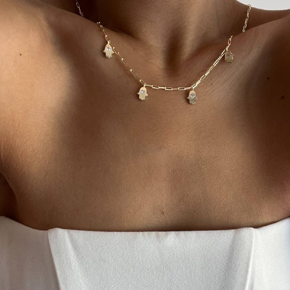 Kardelen Fatimas Hand Chocker Kette - 925 SILBER Super Rabatt