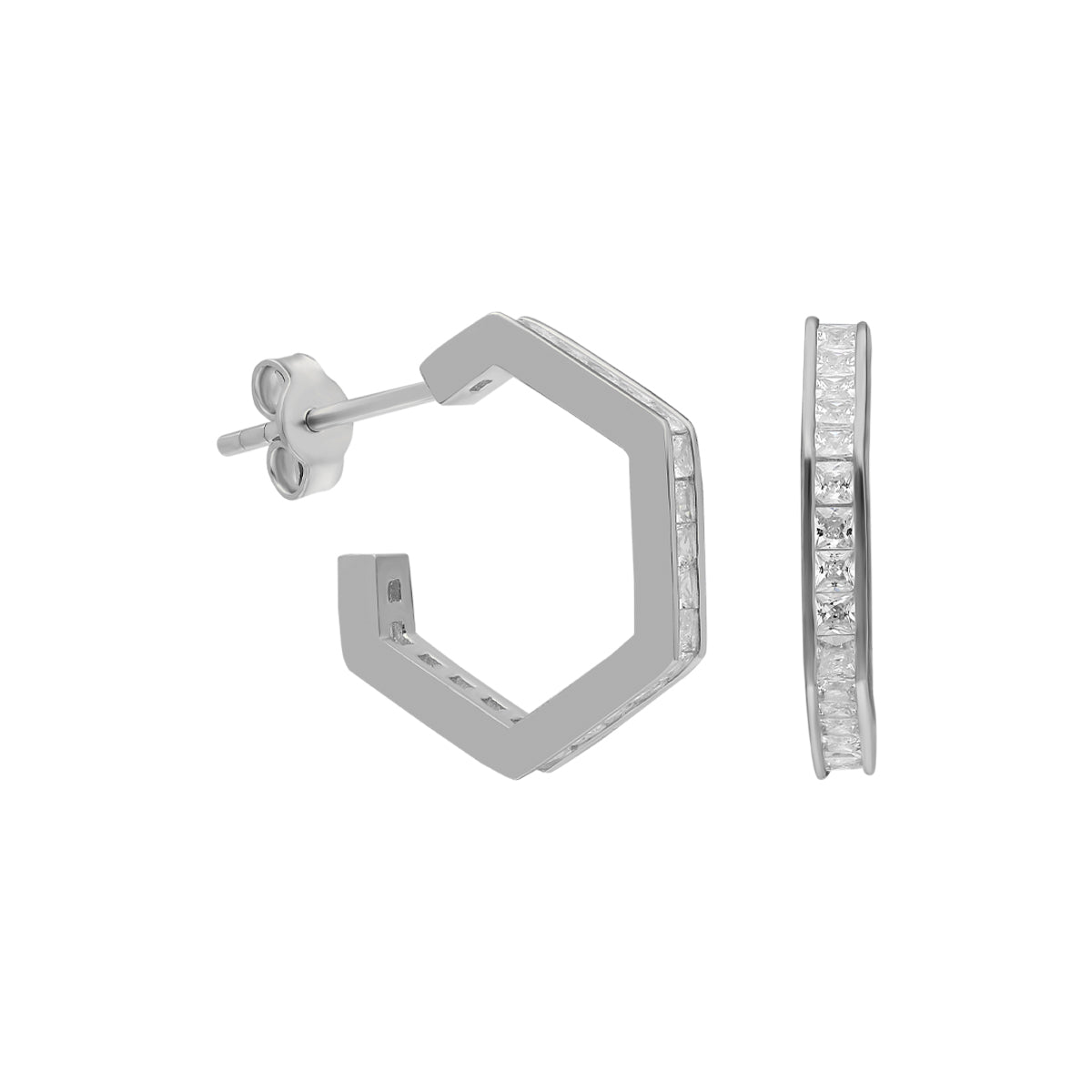 Kardelen Fünfeckige Ohrring mit Zirkonia - 925 SILBER Speichern exportieren