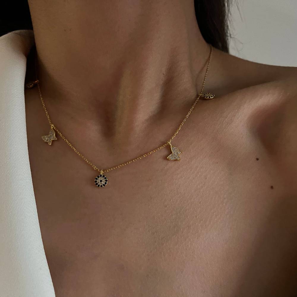 Kardelen Nazar X Butterfly Kette - 925 SILBER Online Shopping