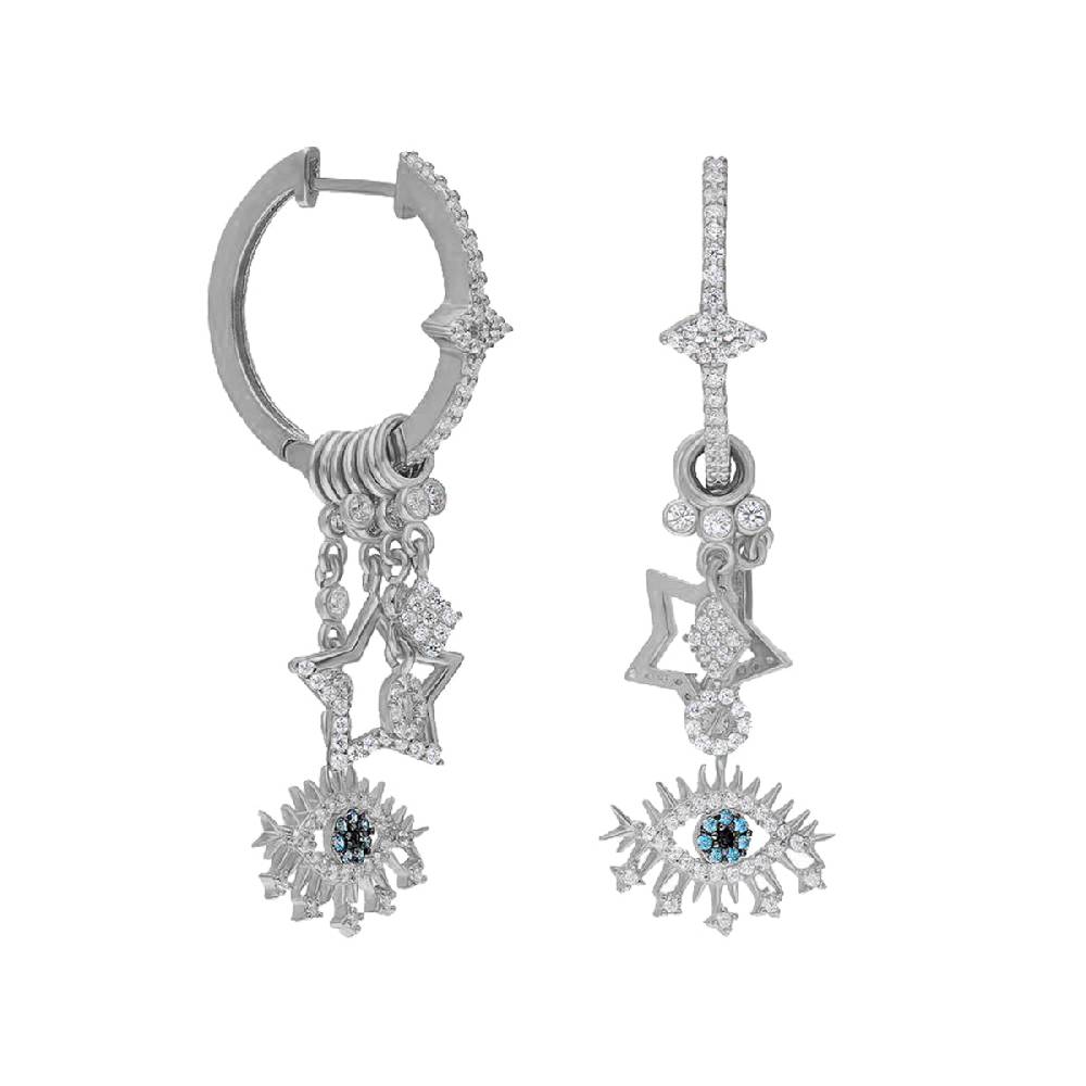 Kardelen Eye Effect Star Single Ohrring - 925 SILBER Exklusivangebot